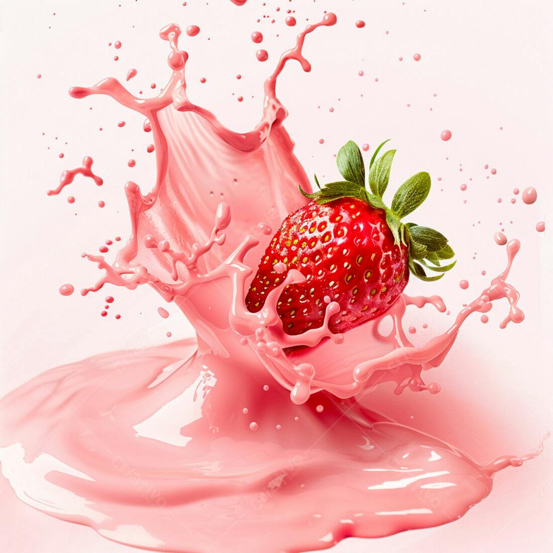 Morango em Splash de Smoothie Rosa