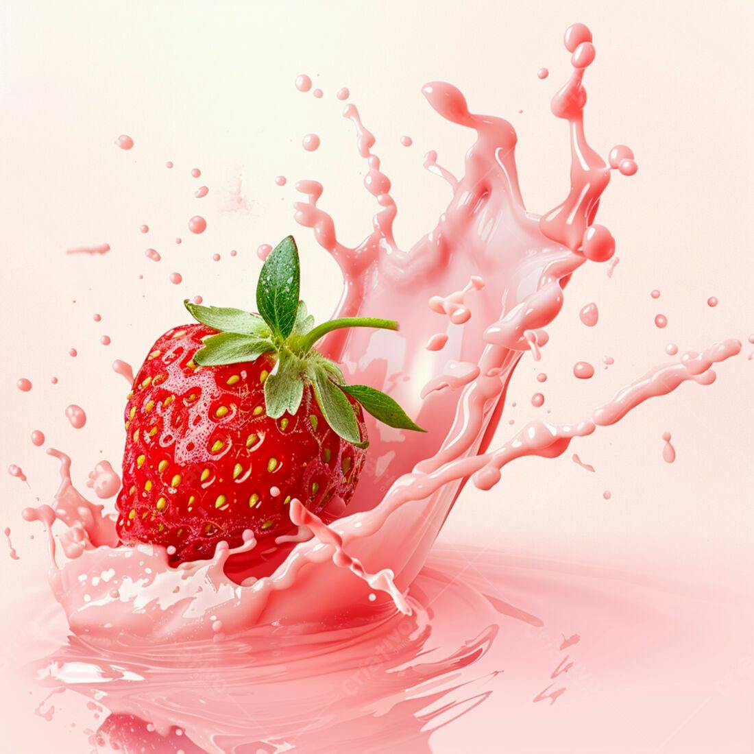 Morango em Splash de Leite Rosa