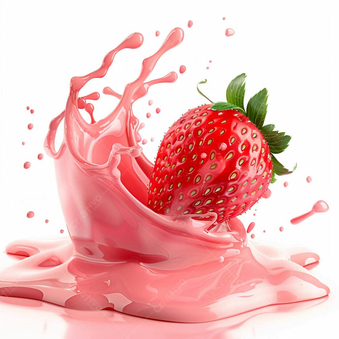 Morango em Splash de Leite Rosa