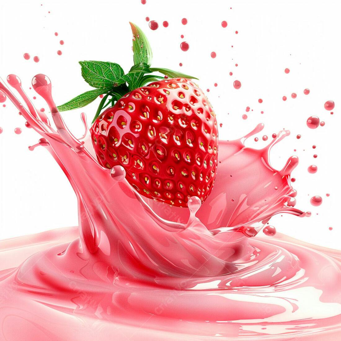 Morango em Splash Rosa