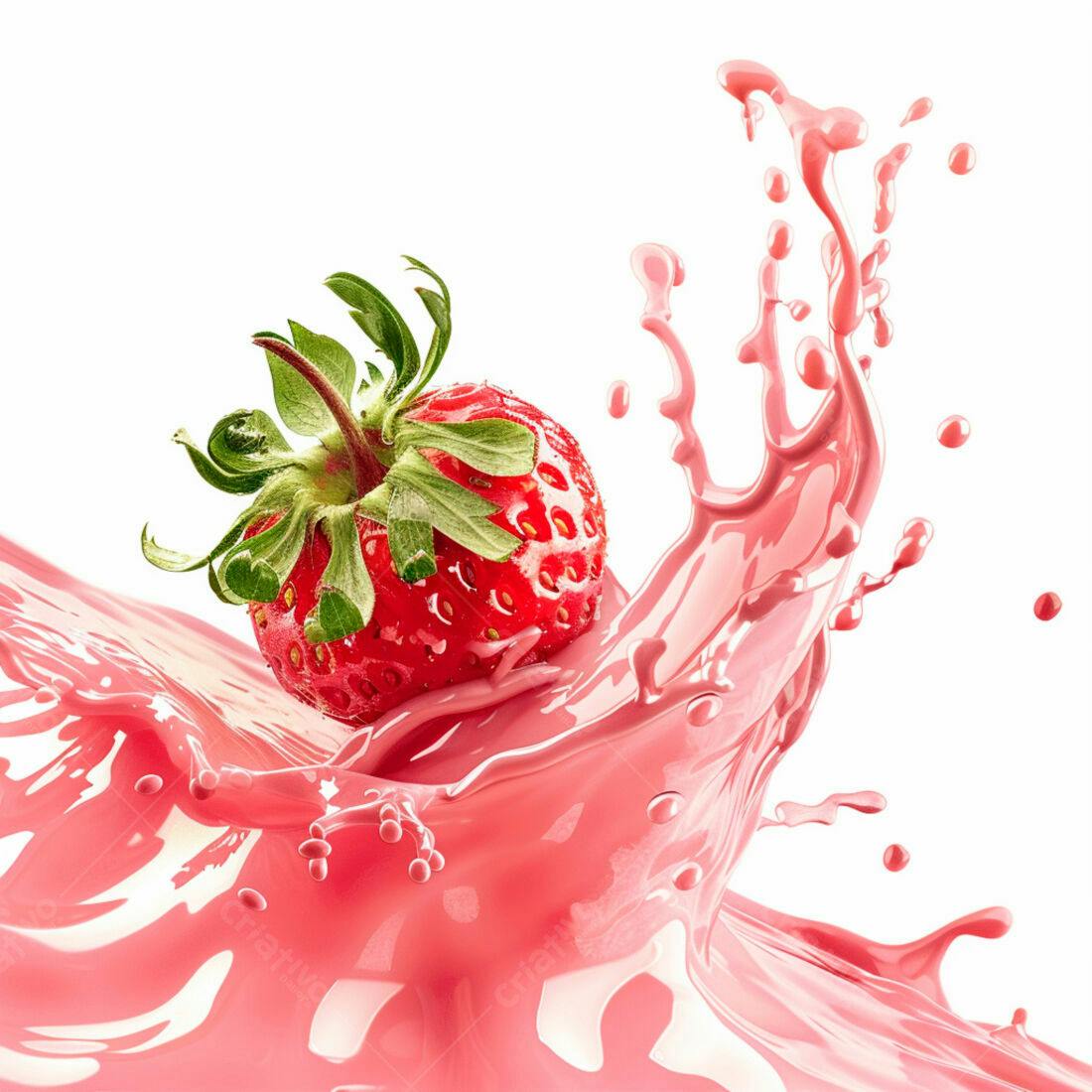 Morango em Splash de Suco Rosa