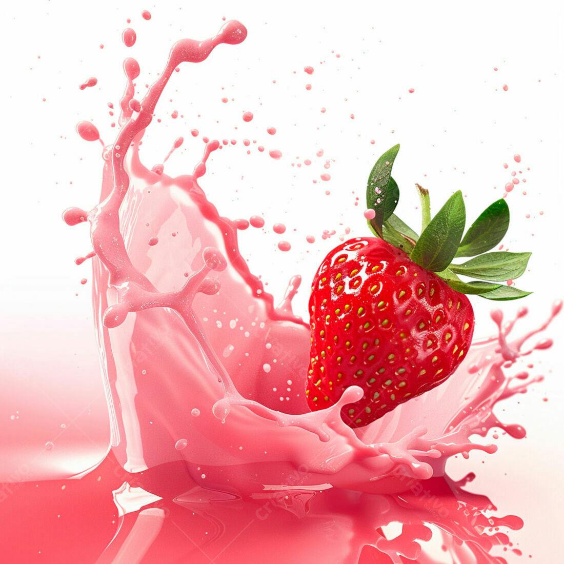 Morango em Splash de Suco Rosa