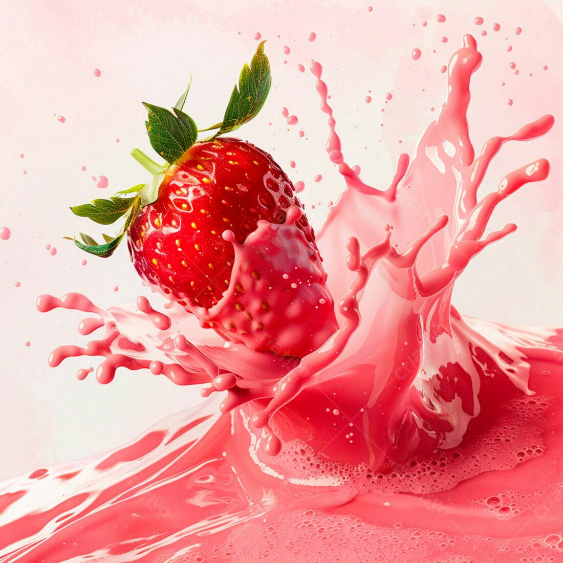 Morango em Splash Rosa Vibrante