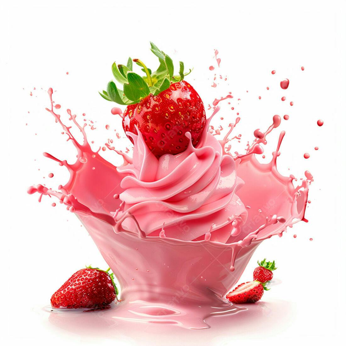 Morango e Iogurte em Splash Rosa