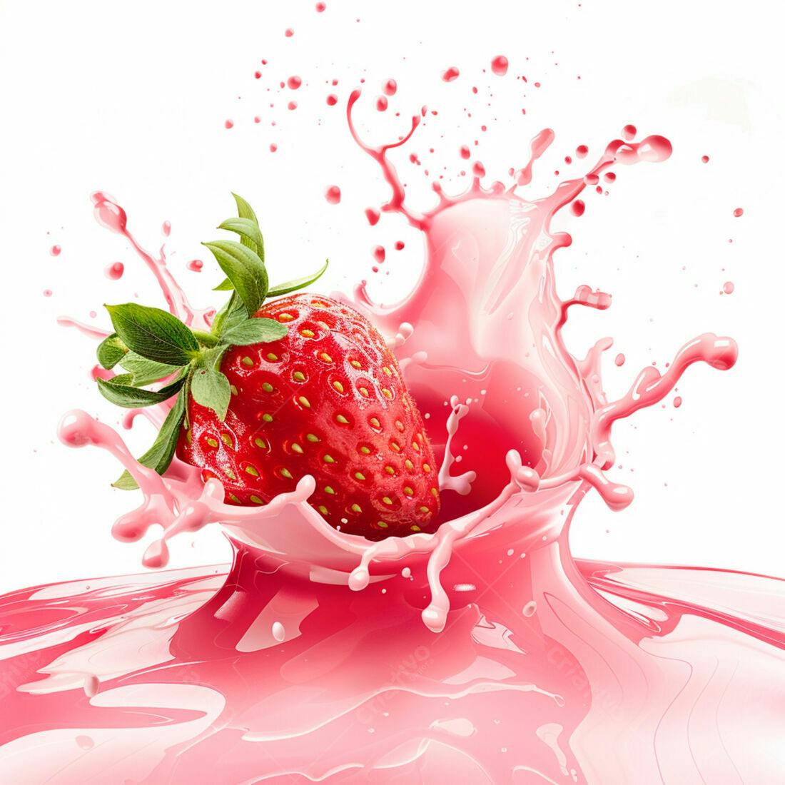 Morango em Splash de Leite Rosa