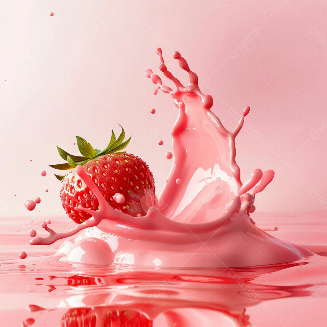 Morango em Splash Rosa