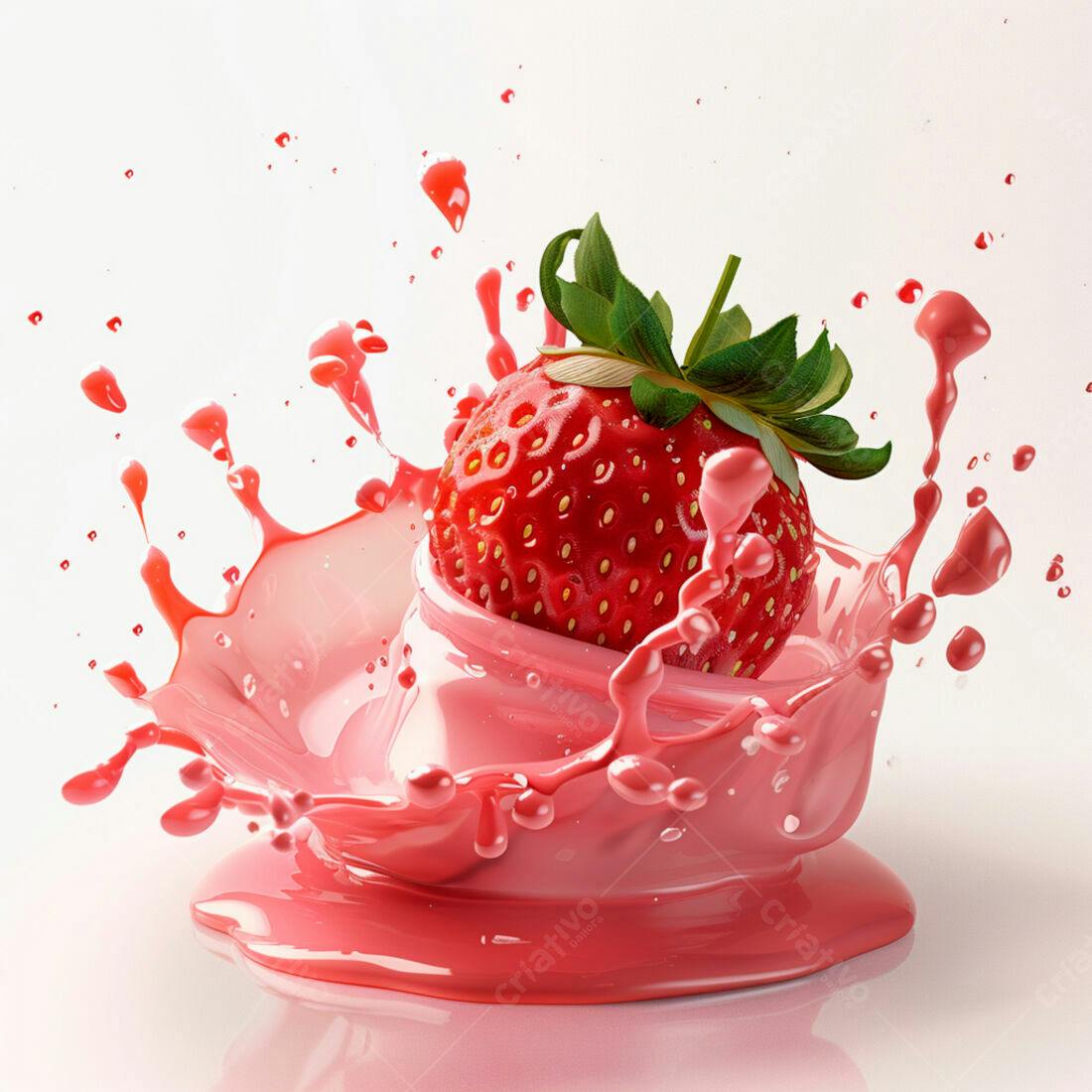 Morango em Splash Rosa