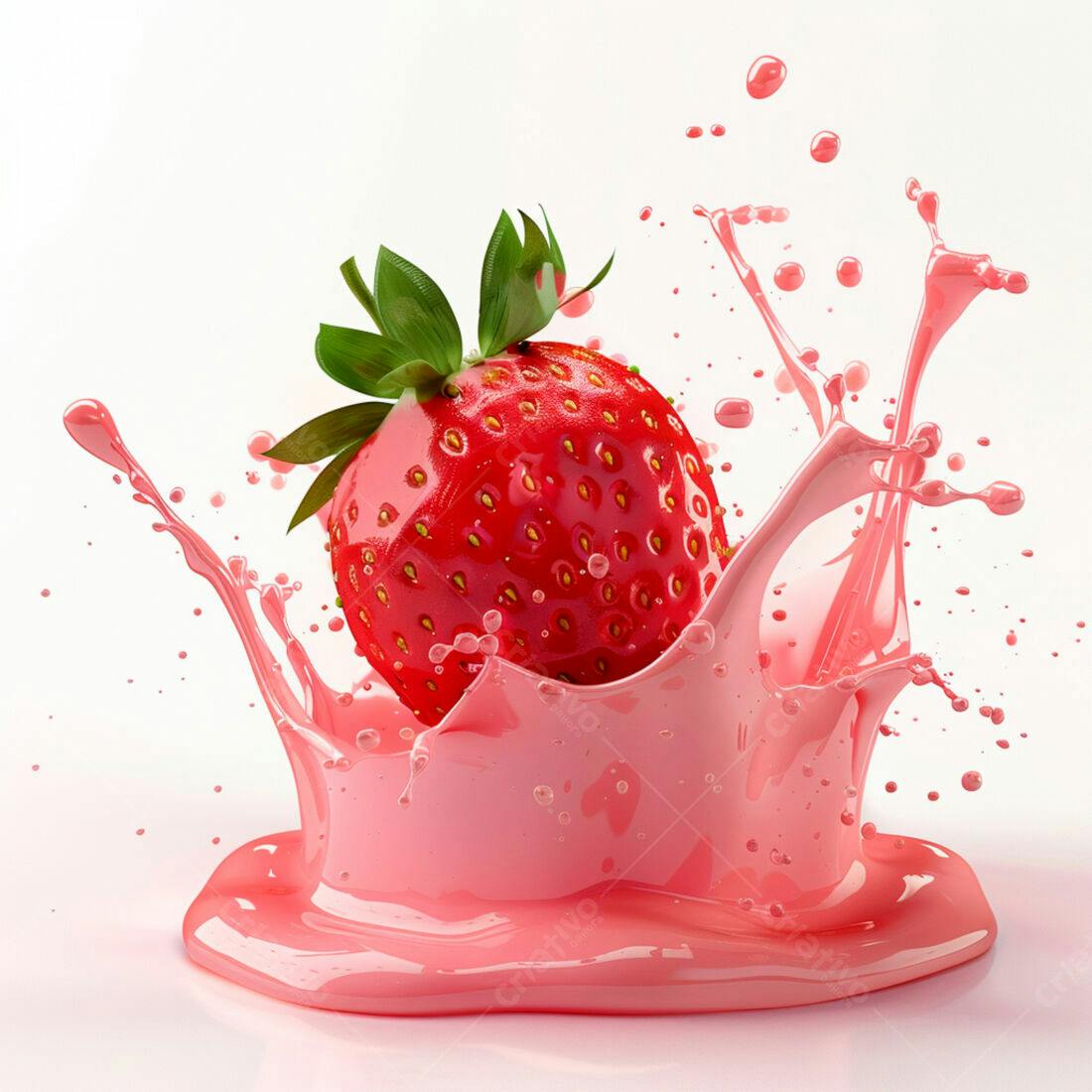 Morango em Splash Rosa
