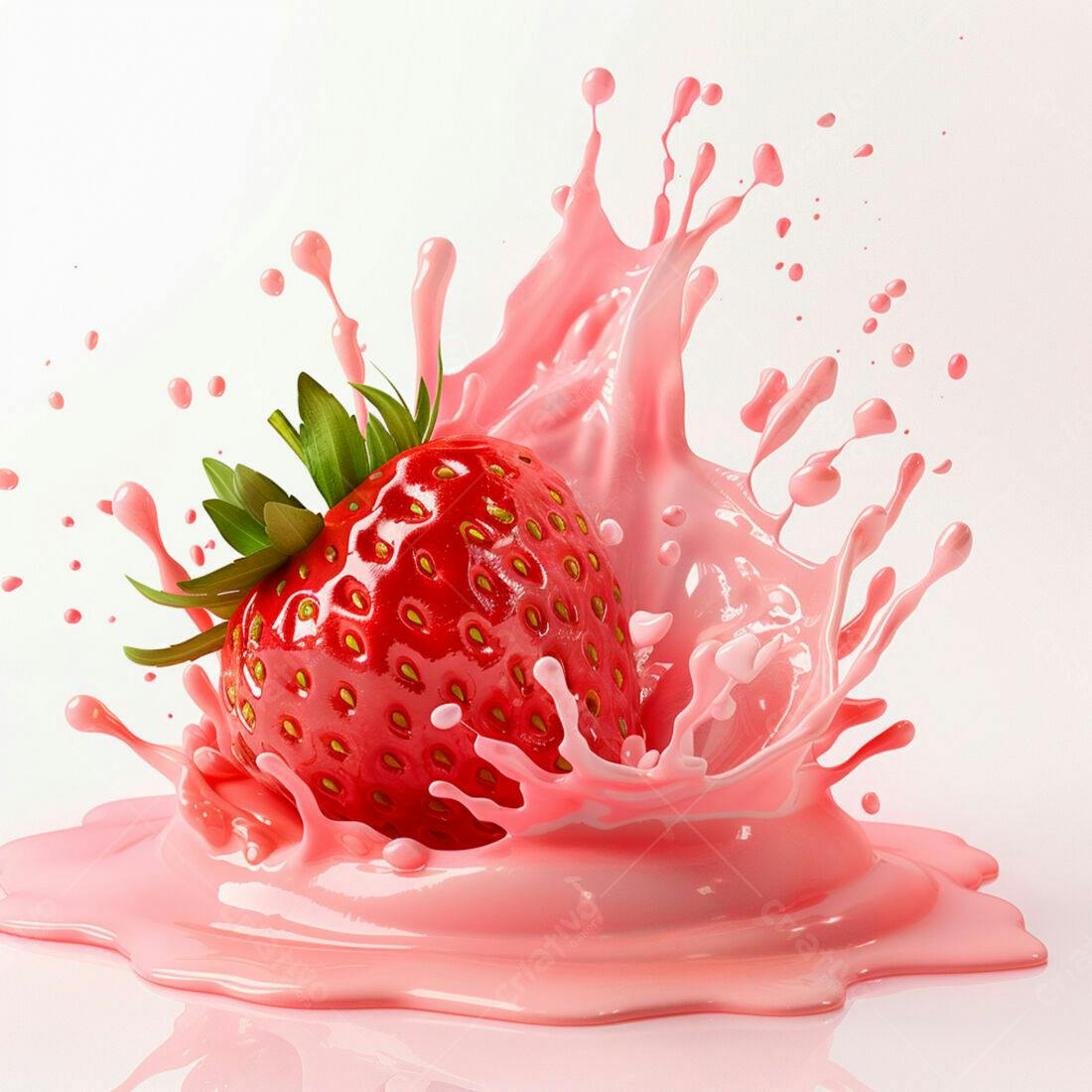 Morango em Splash Rosa