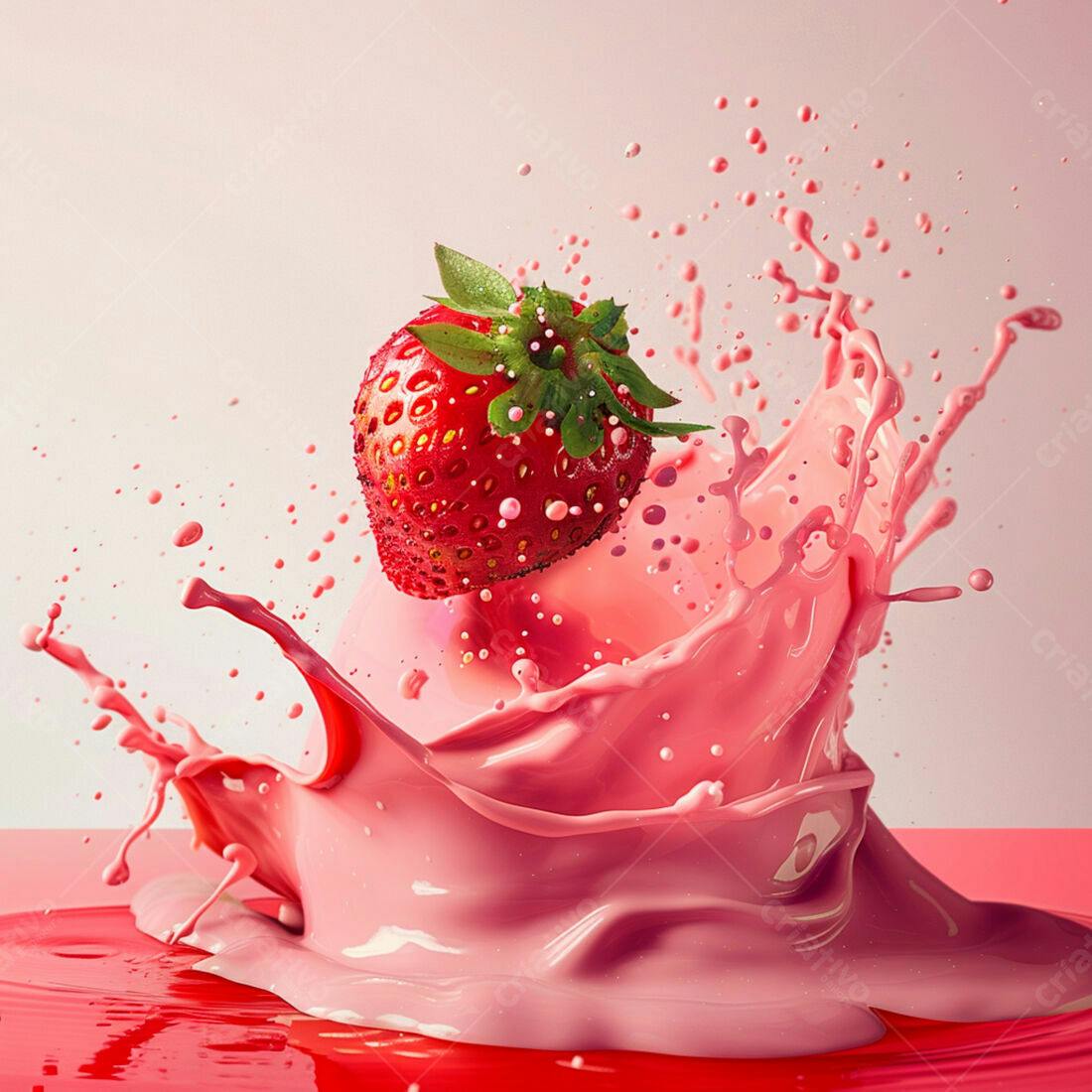 Morango em Splash Rosa