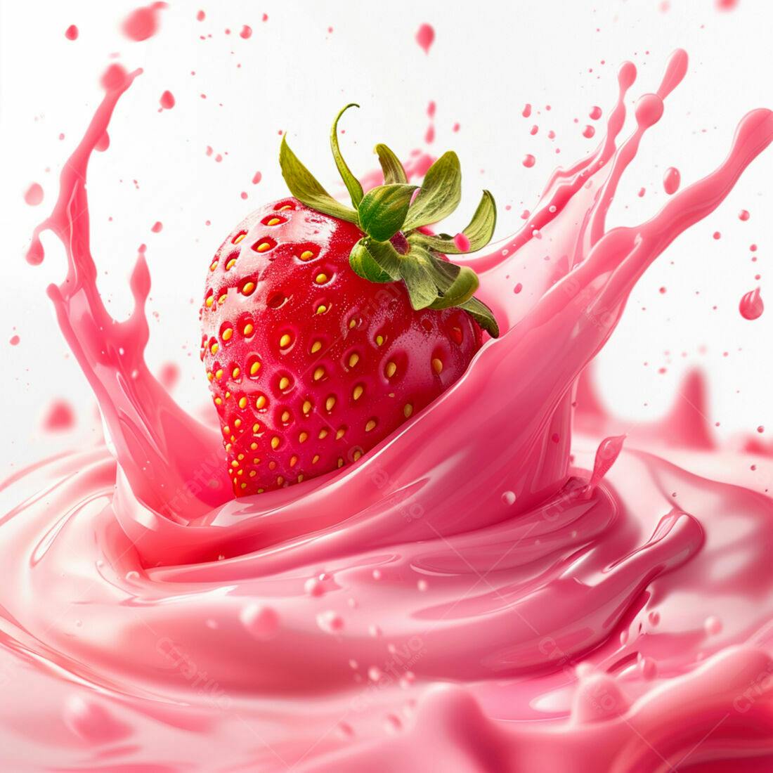 Morango em Splash Rosa Vibrantes