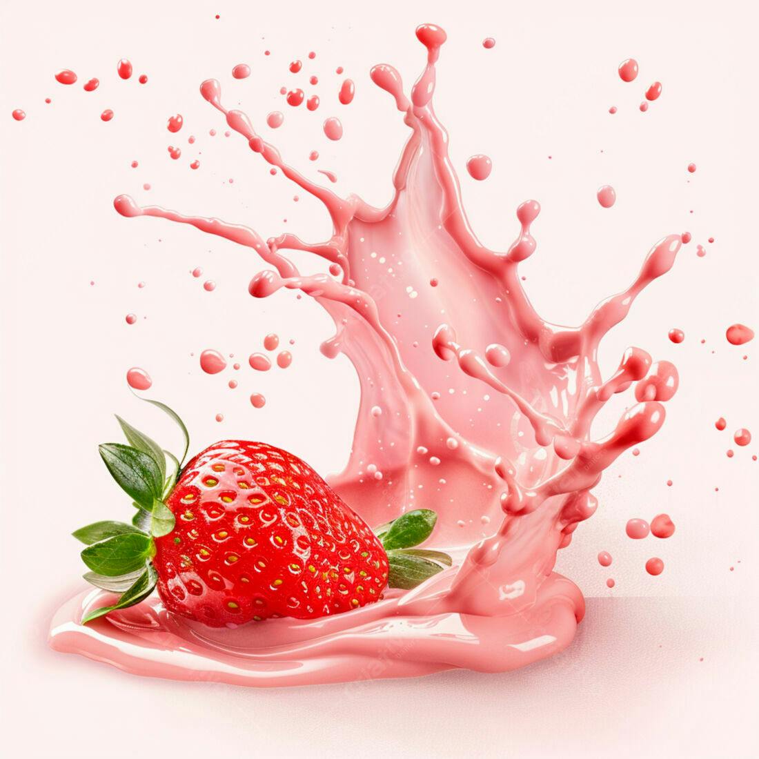 Morango em Splash de Smoothie Rosa