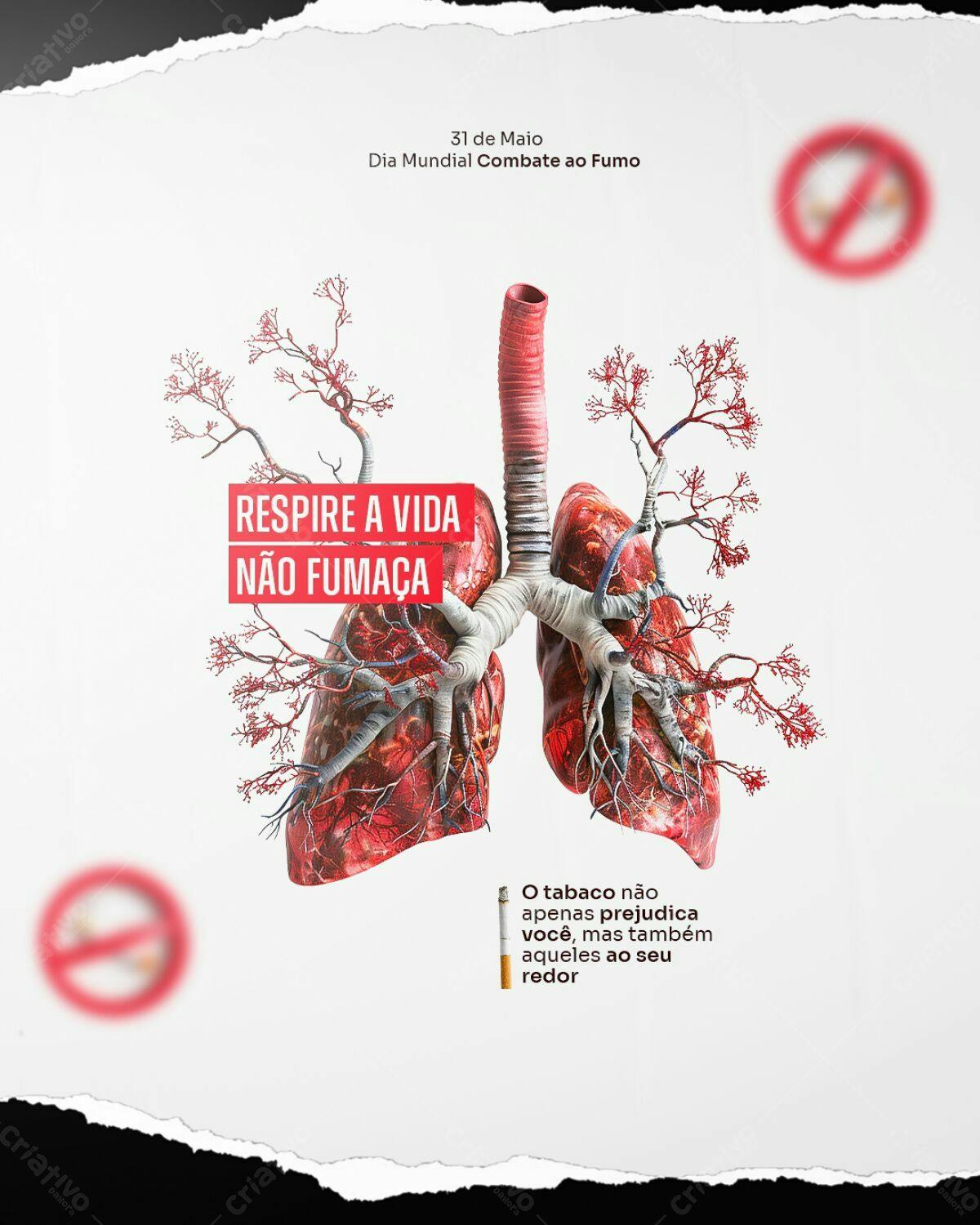 Flyer Dia Mundial sem Tabaco PSD Editável