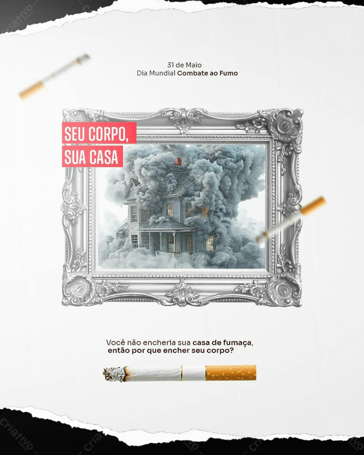 Flyer Dia Mundial Sem Tabaco PSD Editável