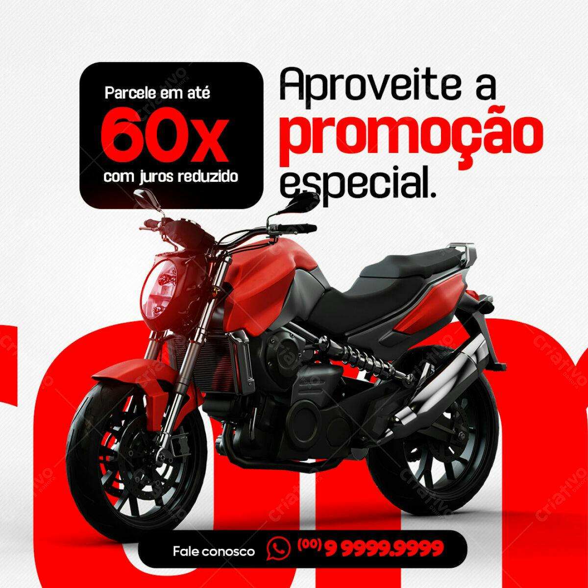 Flyer Promoção Moto Vermelha PSD Editável