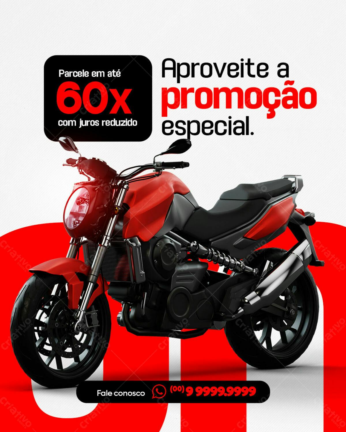 Flyer Moto Vermelha Promoção 60x PSD Editável