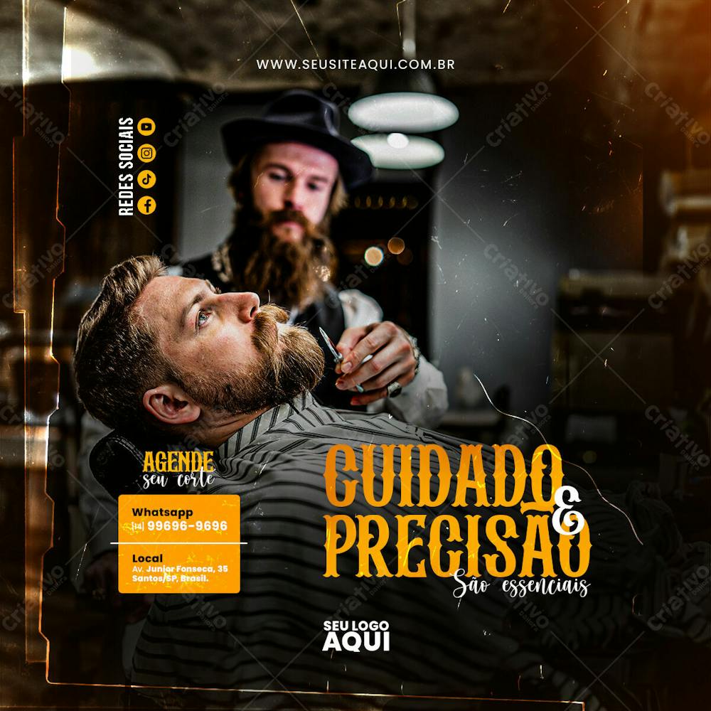 Feed Quadrado Barbeiro, Barbearia, Cabeleleiro