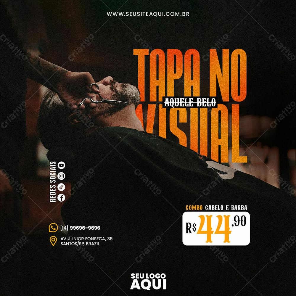 Feed Quadrado Barbeiro, Barbearia, Cabeleleiro