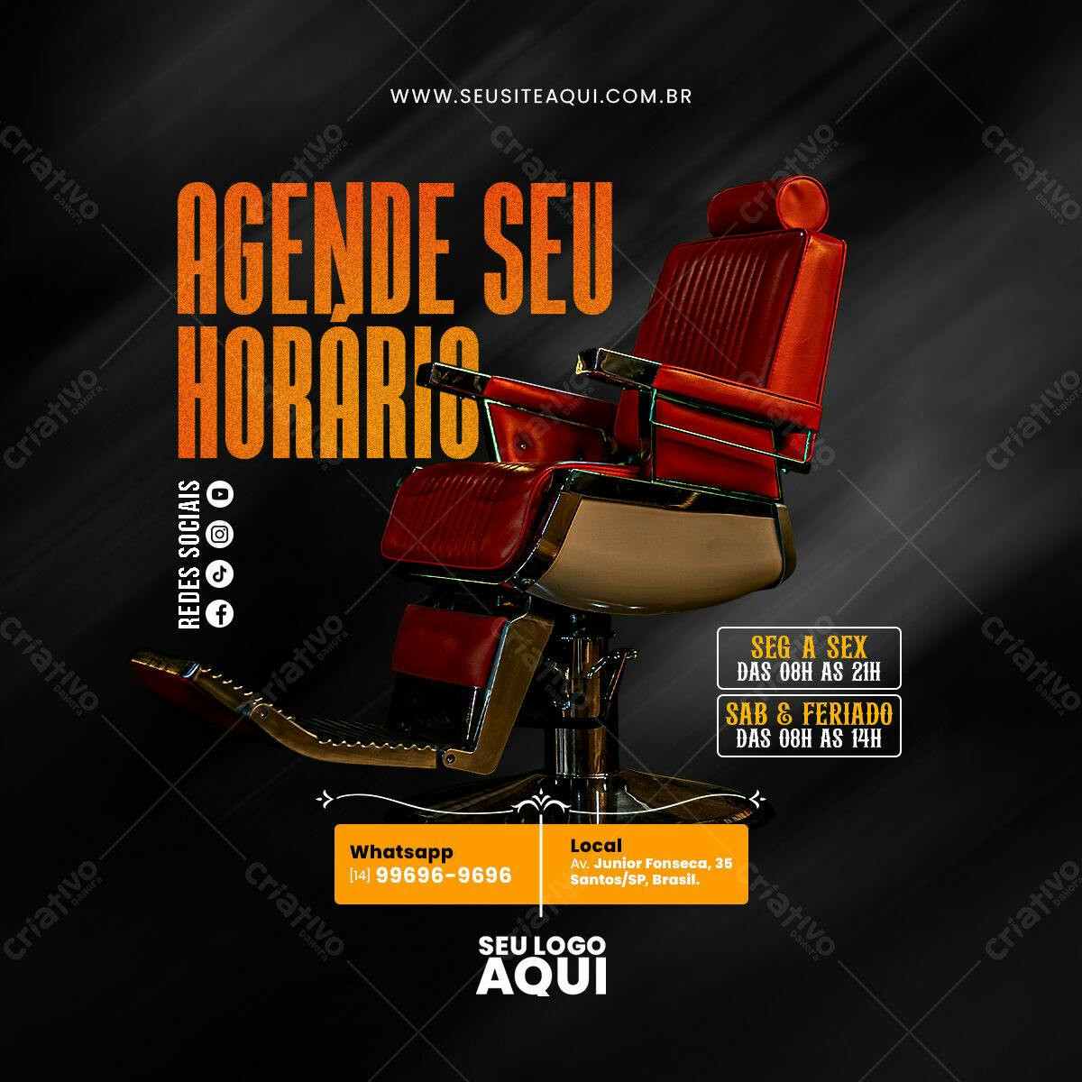 Post de Instagram para Barbeiro PSD Editável