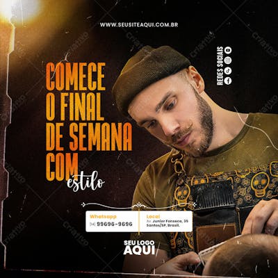 Feed Quadrado Barbeiro, Barbearia, Cabeleleiro