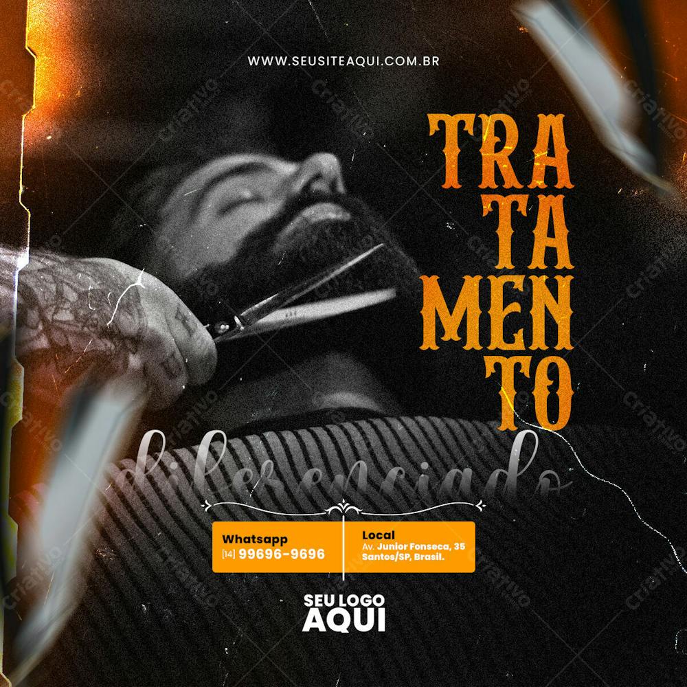 Feed Quadrado Barbeiro, Barbearia, Cabeleleiro