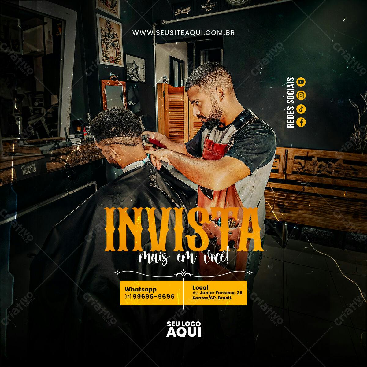 Post para Barbearia PSD Editável