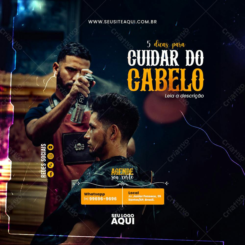 Feed Quadrado Barbeiro, Barbearia, Cabeleleiro