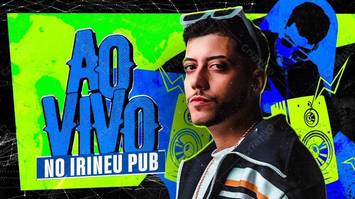 Flyer para Show Ao Vivo no Irineu Pub PSD Editável