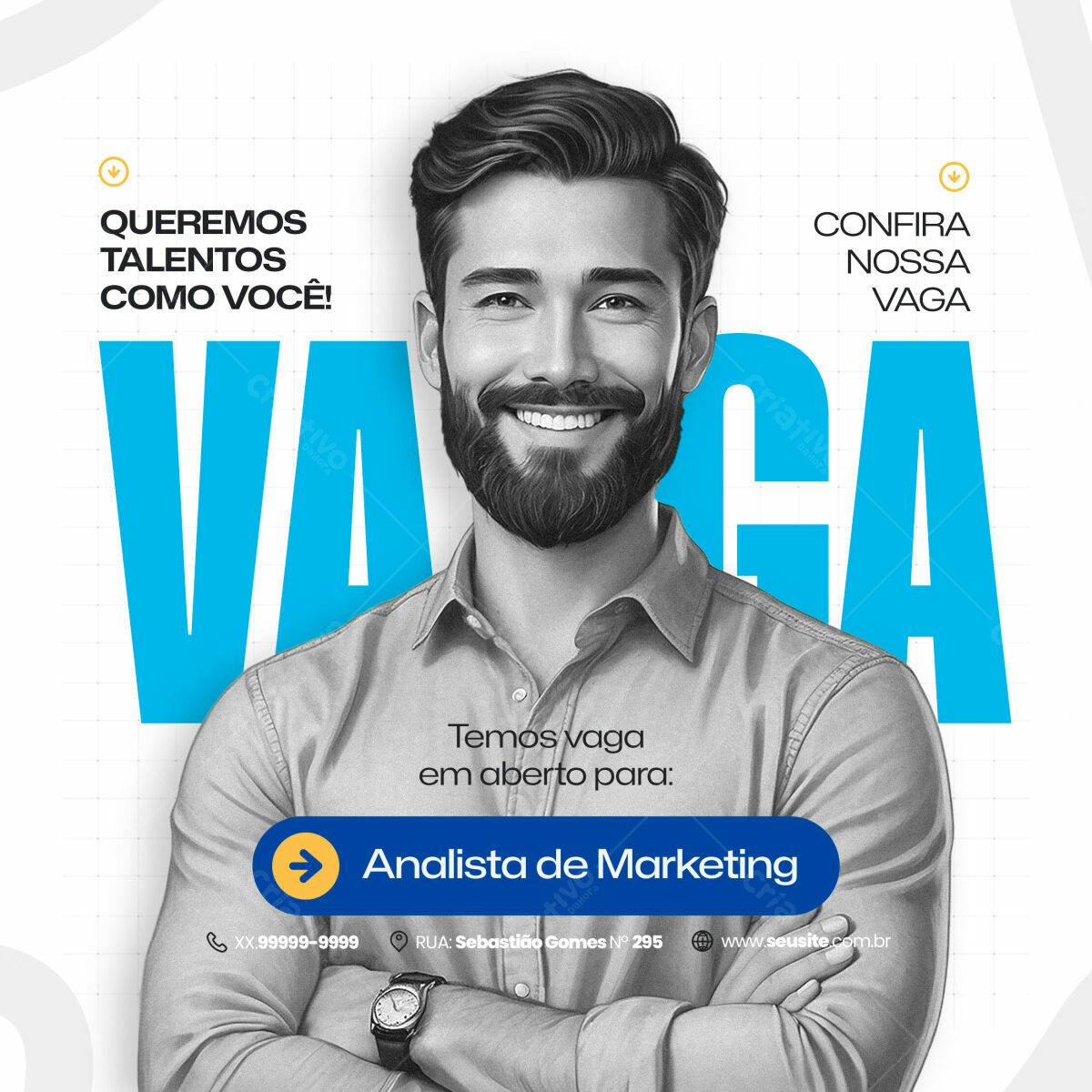 Postagem Vaga Analista de Marketing PSD Editável