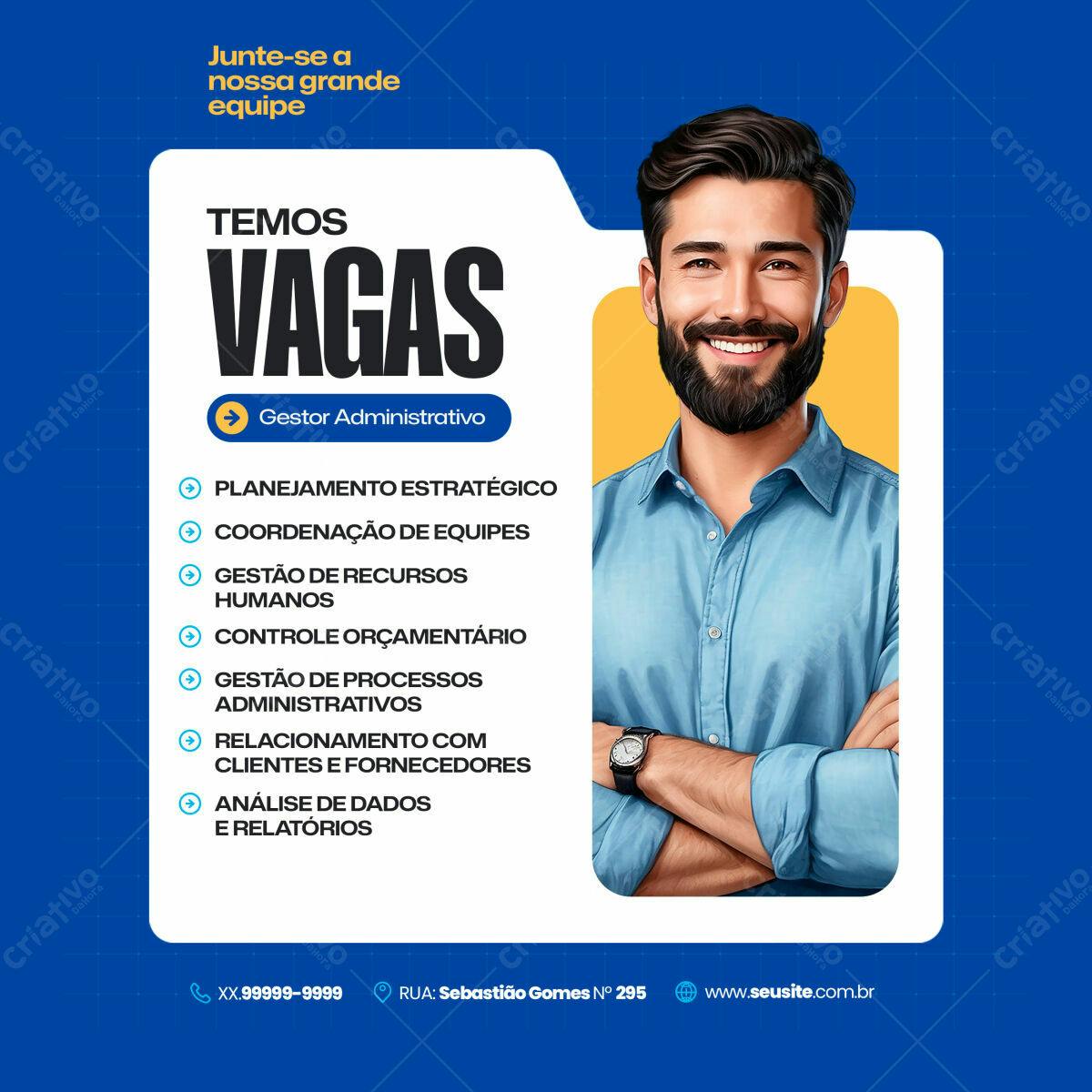 Postagem Vagas Gestor Administrativo PSD Editável