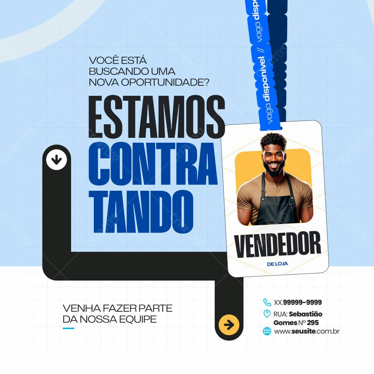 Crachá Vendedor para Contratação PSD Editável