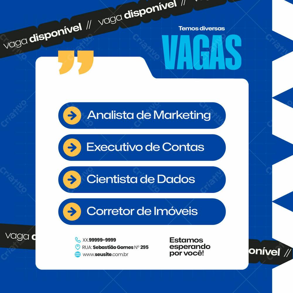 15 Temos Diversas Vagas Disponíveis