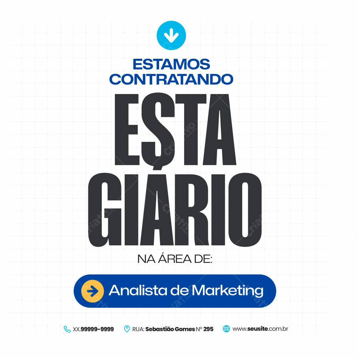 Postagem Vagas Emprego Analista Marketing PSD Editável