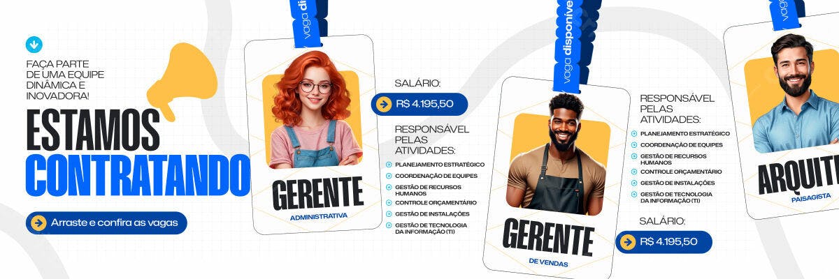 Cartão de Visita para Vagas de Gerente PSD Editável