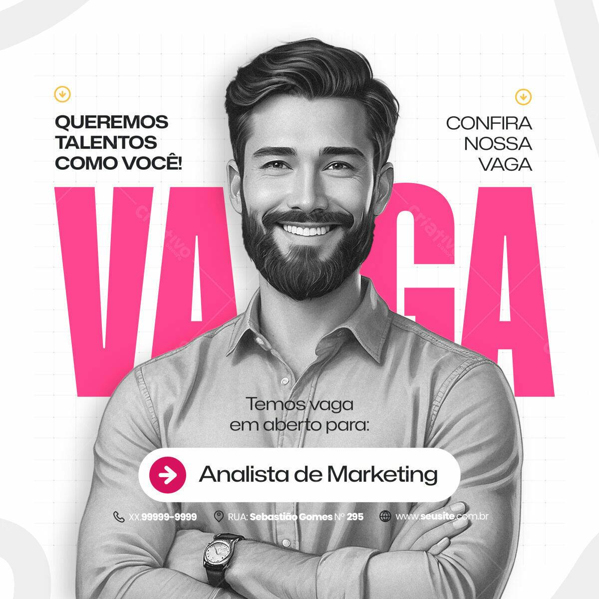 Postagem Vaga Analista de Marketing PSD Editável