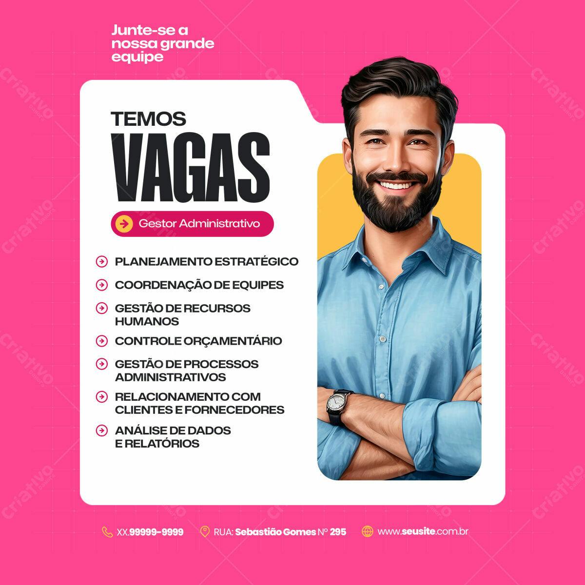 Postagem Vagas Gestor Administrativo PSD Editável