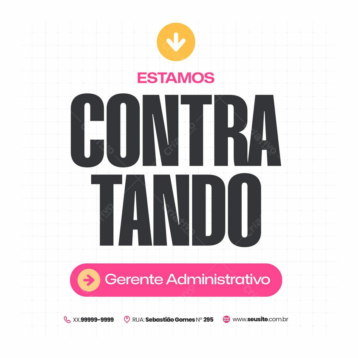 Postagem de Vagas Gerente Administrativo PSD Editável