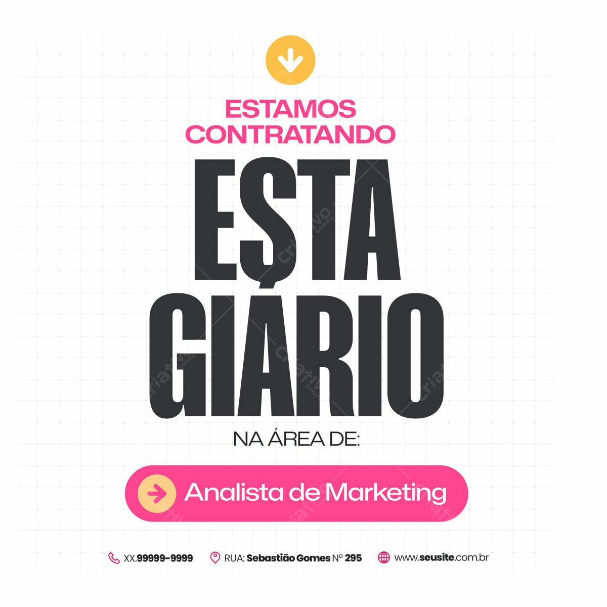 Postagem Vaga de Emprego Analista de Marketing PSD Editável