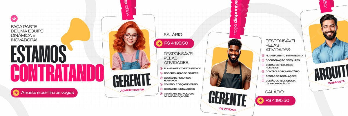 Cartão de Visita para Vagas de Gerente PSD Editável