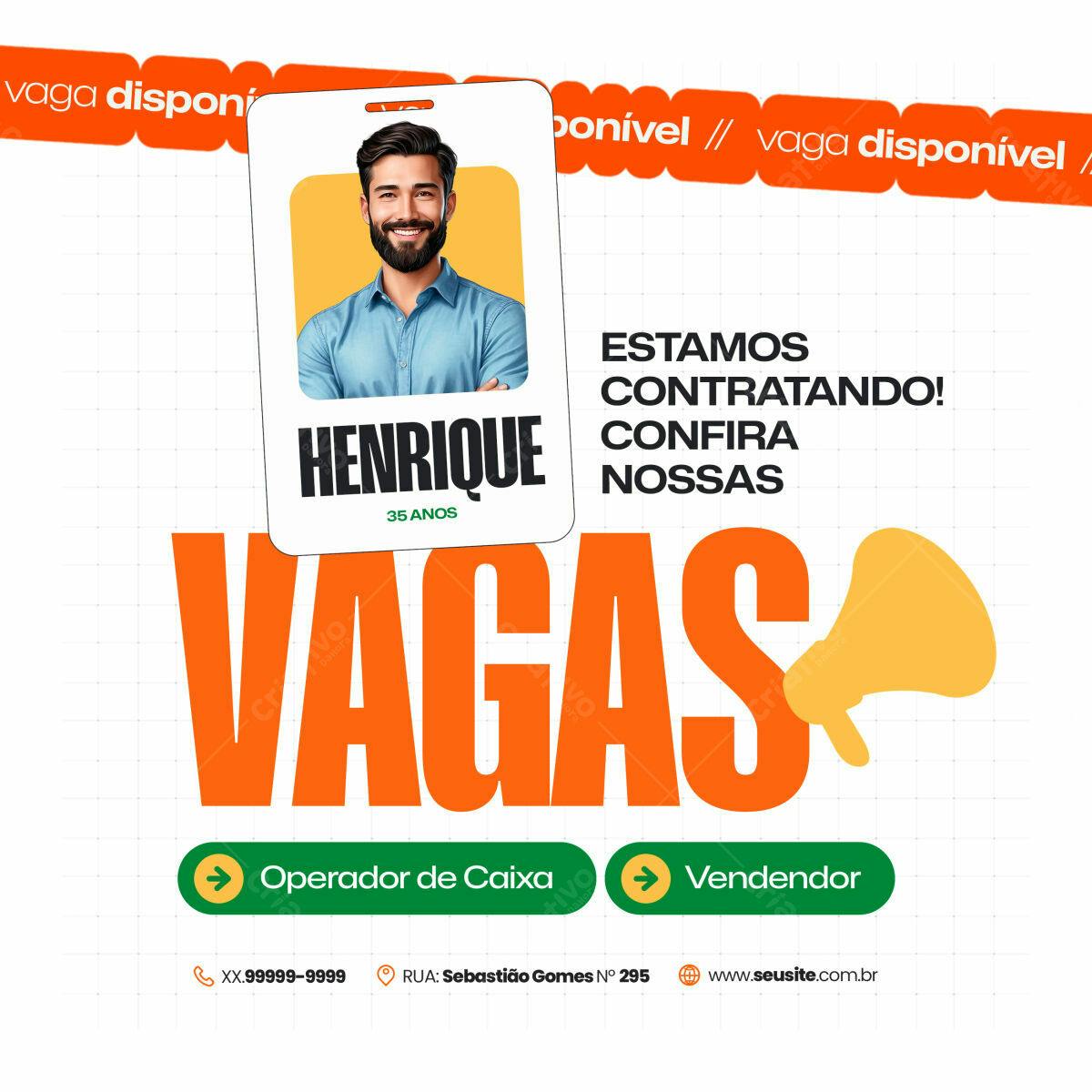 Cartão de Identificação para Recrutamento PSD Editável