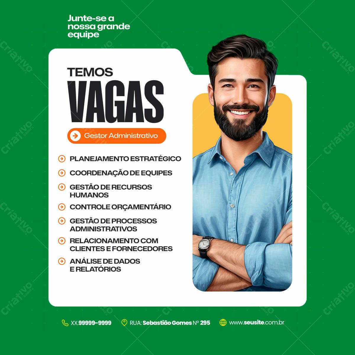 Postagem Vagas Gestor Administrativo PSD Editável