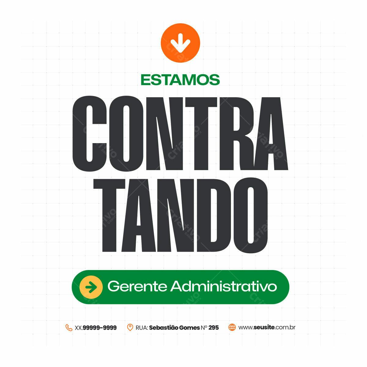 Postagem Vaga Gerente Administrativo PSD Editável