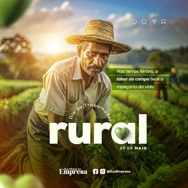 Postagem para rede social dia do trabalhador rural 25 de maio