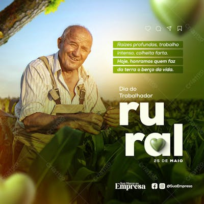 Postagem para Rede Social Dia Do Trabalhador  Rural 25 De Maio 