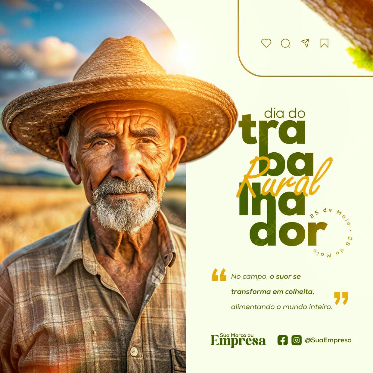 Postagem Dia do Trabalhador Rural PSD Editável