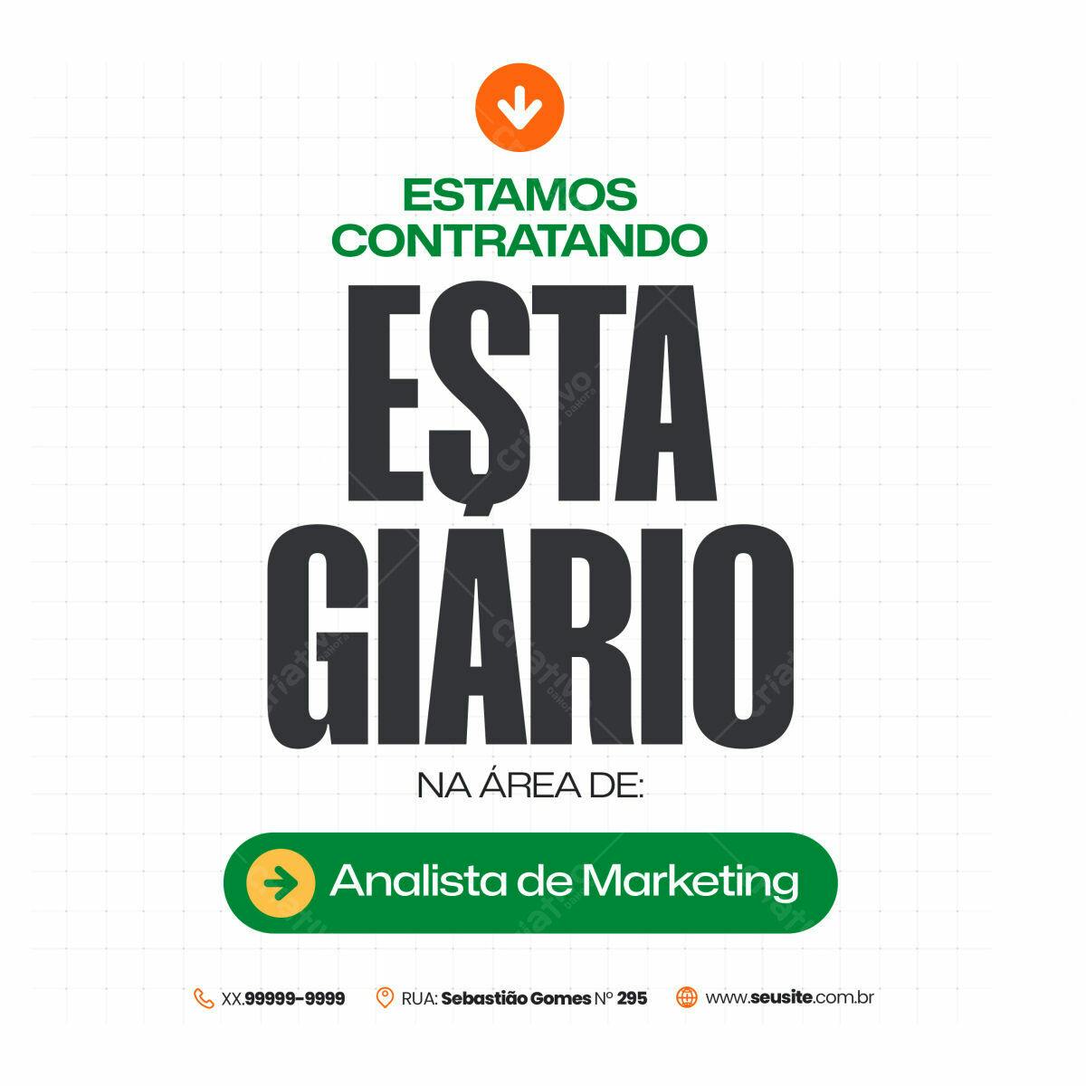 Postagem Vagas Emprego Analista Marketing PSD Editável