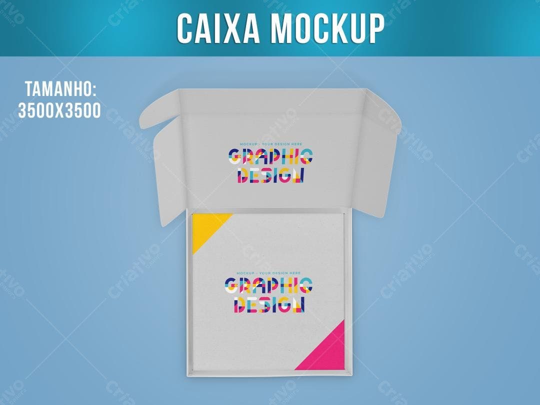 Mockup Caixa Aberta com Design Colorido