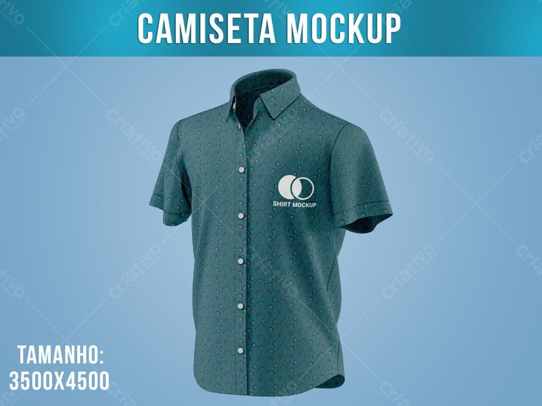 Mockup Camiseta Manga Curta Verde com Estampa
