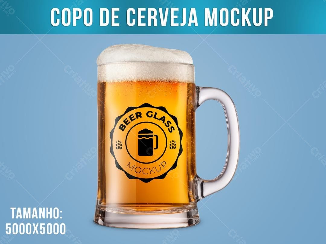 Mockup Copo Cerveja: Design Realista, Cor Amarela