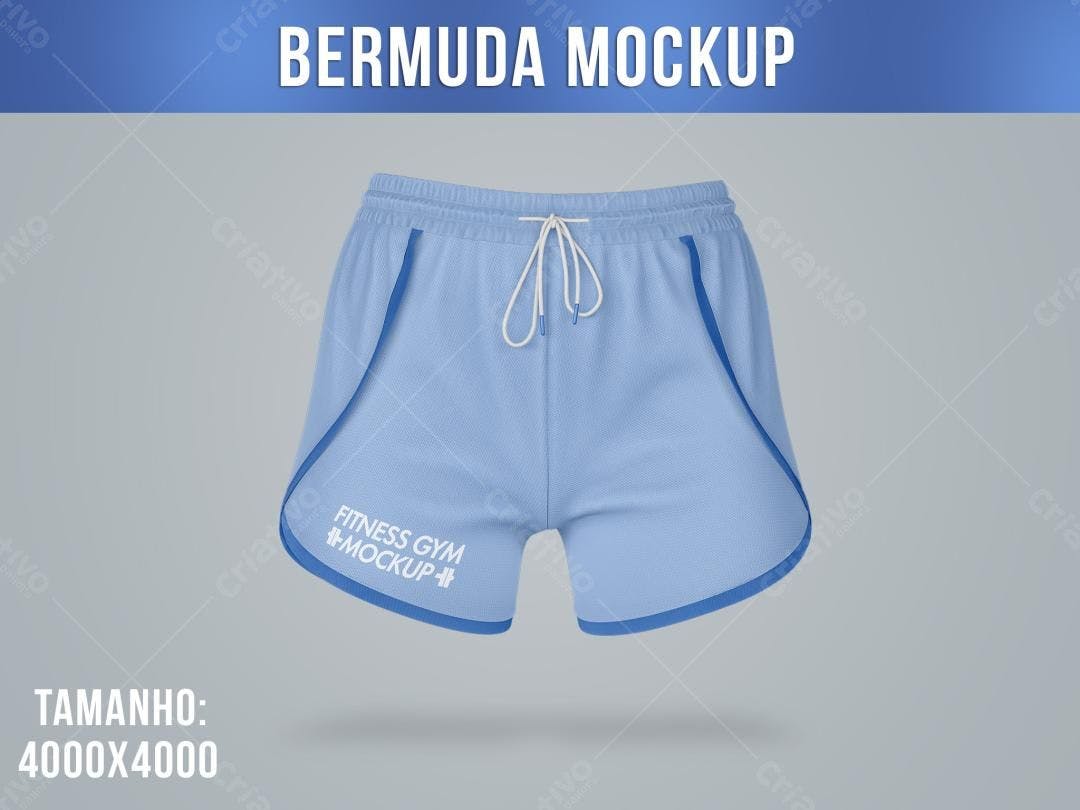 Mockup Bermuda Azul Bebê para Academia